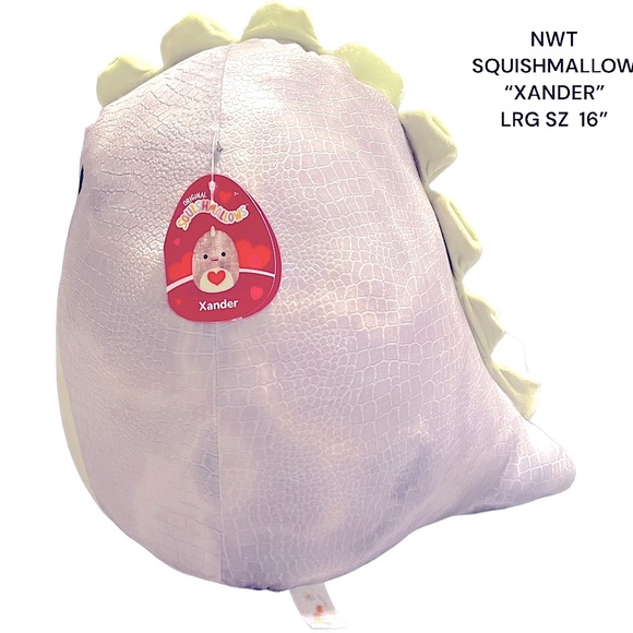 NWT SQUISHMALLOW “XANDER THE DINOSAUR ” LRG SZ-16”VALENTINES DAY EDITION RETIRED - Picture 3 of 10